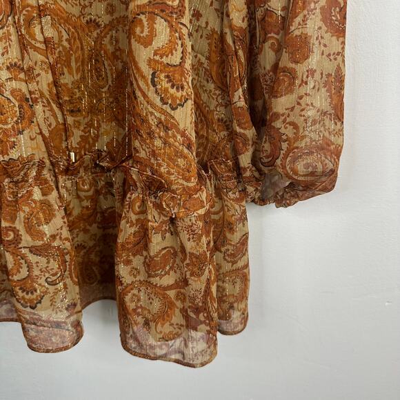 House of Harlow Burnt Orange Paisley Long Sleeve Dress - Picture 3 of 9